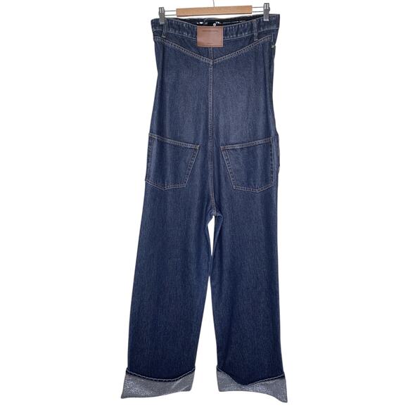 Alexander Wang Crystal Embellished Waxed Denim Strapless Jumpsuit - Picture 9 of 16